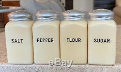 McKee Fired on Carmel Color Salt Pepper Flour & Sugar Range Shaker Set