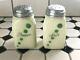 McKee Green Polka Dots on Custard Glass Salt & Pepper Roman Arch Range Shakers