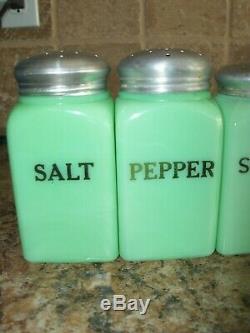 McKee Jadite Salt Range Shaker Jadeite Salt, Pepper, Sugar, Flour