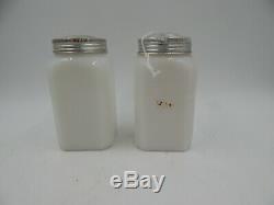 McKee Pomco Advertising Salt and Pepper Shaker Vintage Milk Glass