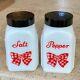 McKee Red Gingham Bow Salt & Pepper Shakers White Milk Glass Original Label