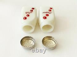 McKee Roman Arch Milk Glass Red Diamond Check Salt and Pepper Shakers