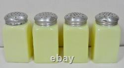McKee Seville Yellow Opaque Milk Glass Salt Pepper Flour & Sugar Range Shakers