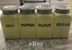 McKee Seville Yellow Salt Pepper Flour & Sugar Range ShakersHoosier Jars H109