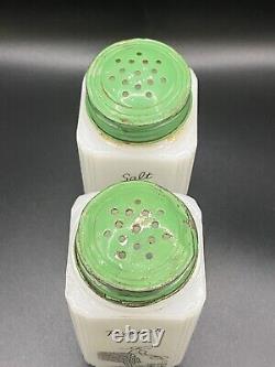 McKee Tipp City Watering Can Lady Salt and Pepper Shaker Set with Rare Green Lids
