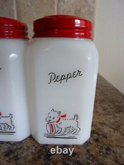 McKee Tipp WESTIE DOG Milk Glass Range Shakers Salt & Pepper