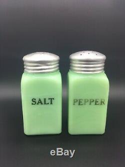 Mckee Jadeite Block Letter Salt and Pepper Shakers