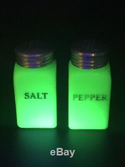 Mckee Jadeite Block Letter Salt and Pepper Shakers