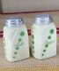 Mckee Jadeite Green Polka Dots On Custard Glass Roman Arch Salt Pepper Shakers