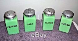 Mckee Jadeite Jadite Sugar Flour Salt Pepper Shakers Range Set