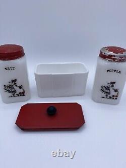 Mckee Tipp City Watering Can Lady Grease Jar With Salt And Pepper Set
