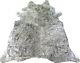 Metallic Cowhide Rug Size 7.4' X 6.4' Silver Metallic on Salt & Pepper M-203