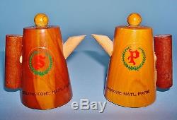 Mid Century Modern YELLOWSTONE NATIONAL PARK Real Wood Salt & Pepper Shakers