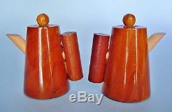 Mid Century Modern YELLOWSTONE NATIONAL PARK Real Wood Salt & Pepper Shakers