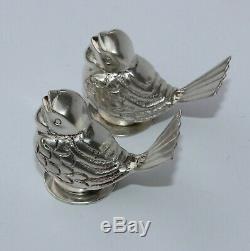 Miniature Antique 900 Sterling Silver Birds Chicks Figural Salt Pepper Shakers