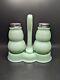 Mosser Glass Jadeite Salt and Pepper Shakers with Tray