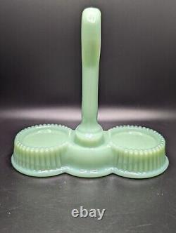 Mosser Glass Jadeite Salt and Pepper Shakers with Tray