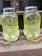 Mosser Yellow Opalescent Vaseline Glass Eye Winker Salt And Pepper Set