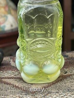 Mosser Yellow Opalescent Vaseline Glass Eye Winker Salt And Pepper Set