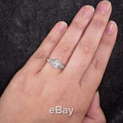 NATURAL DIAMOND 3/4ct ENGAGEMENT RING FLORAL RUSTIC WHITE GOLD SALT AND PEPPER