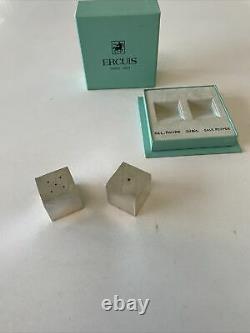 NIB. ERCUIS Silverplate Cubic Salt & Pepper Shakers, Set