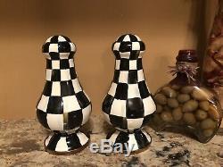 NWT Mackenzie Childs Courtly Check Large Salt and Pepper Shakers