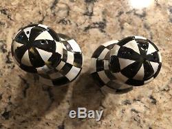 NWT Mackenzie Childs Courtly Check Large Salt and Pepper Shakers