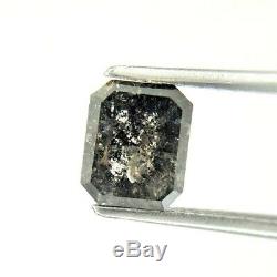Natural Salt and Pepper Diamond 1.76TCW Square Emerald Step Cut for Gift