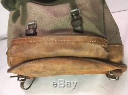 Near Perfect Vintage Swiss Army Military Backpack Rucksack Canvas Salt & Pepper