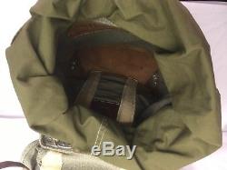 Near Perfect Vintage Swiss Army Military Backpack Rucksack Canvas Salt & Pepper