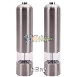 New 2 Electric Spice Salt Pepper Mill Grinder Stainless Steel Muller Home Tools