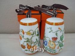New Authentic Hermes La Siesta Orange Salt & Pepper Shakers Porcelain with Box