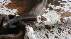 New Brazilian COWHIDE RUG Salt and Pepper Longhorn Chocolate Cow Hide