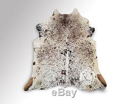 New Brazilian Cowhide Rug Leather BROWN SALT AND PEPPER 6'x7' Cow Hide