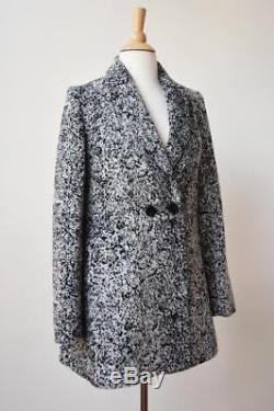 New CUE Black White Salt & Pepper Textured Wool Blend Jacket Coat AU6 $439