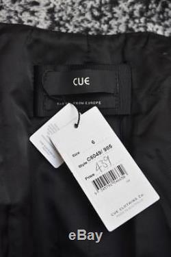 New CUE Black White Salt & Pepper Textured Wool Blend Jacket Coat AU6 $439