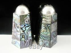 New Zealand Sterling Silver & Paua Shell Salt & Pepper Shakers, 20th Century