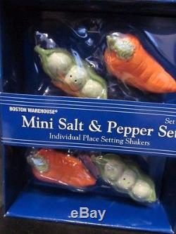 New in Box Boston Warehouse Set of 6 Mini Vegetable Salt & Pepper Shakers