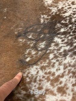 New salt and pepper brown cowhide rug size 90x77 AU-916