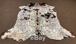 New tricolor salt and pepper cowhide rug size 83x81 inches AU-942