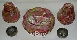 Northwood USA Royal Ivy Rainbow Spatter Crackle Salt & Pepper withBerry Bowl
