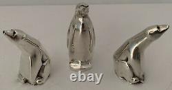 Norwegian Sterling Figural 1 Penguin 2 Polar Bear Salt Pepper Shakers D Andersen