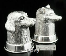 Novelty Silver Fox & Hound Salt & Pepper Pots Clive & Clarissa Cooke London 1990