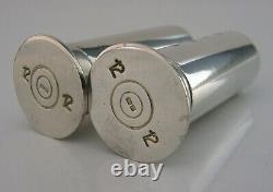 Novelty Solid Silver Shotgun Shell Case Salt & Pepper Pots Shooting