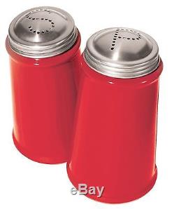 Oggi Salt and Pepper Shaker Set with Stainless Steel Tops Red