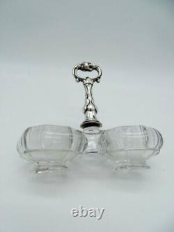 Original Antique Crystal And Silver Salt And Pepper Shaker 20th