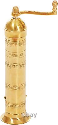 Original Greek Pepper Mill, European Style Salt and Pepper Grinder, Brass, 9-Inc