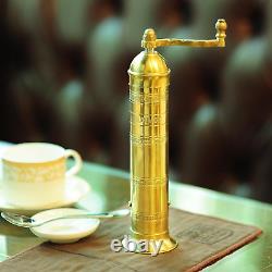 Original Greek Pepper Mill, European Style Salt and Pepper Grinder, Brass, 9-Inc