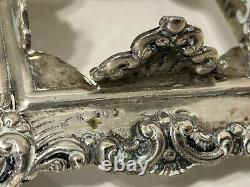 Ornate Antique 800 Silver & Glass Salt & Pepper Server Set With Matching Spoons