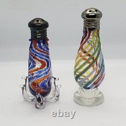 PAIR Vintage Hand Blown MURANO Venetian Studio Art Glass Salt & Pepper SHAKERS